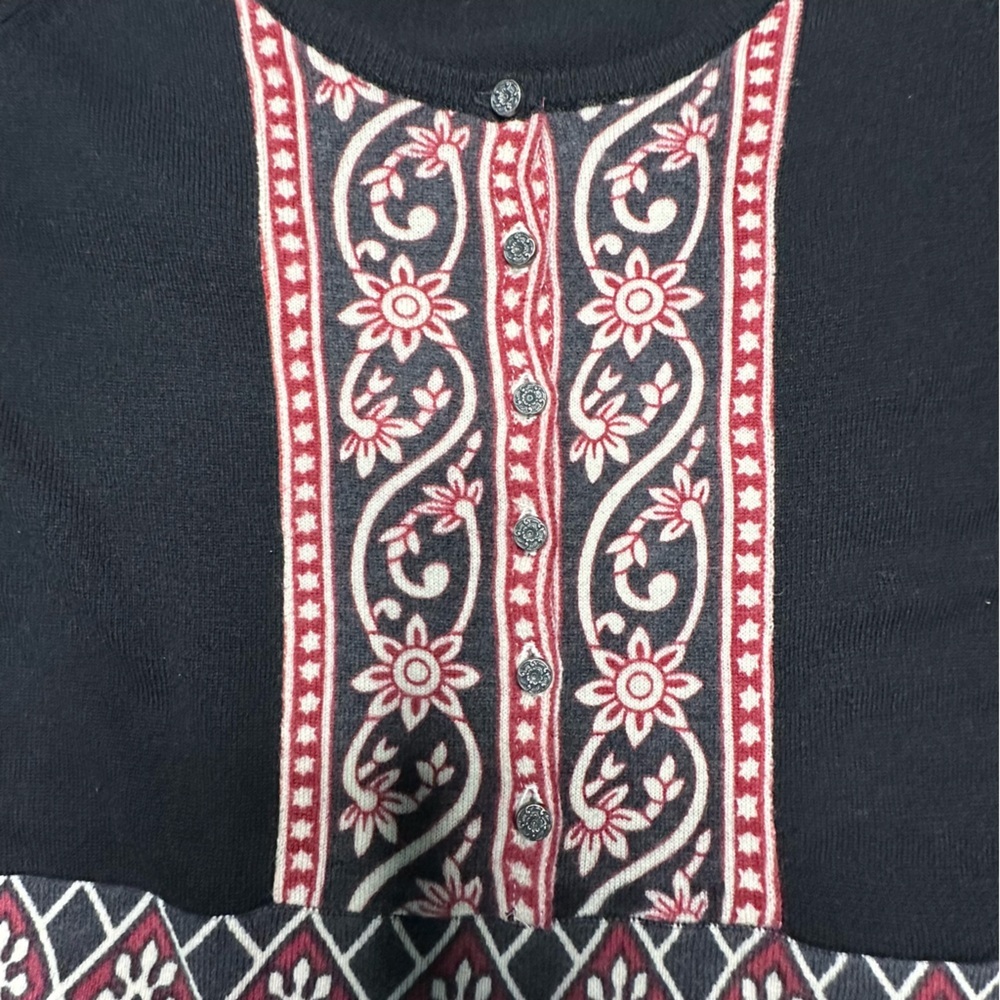 Lucky Brand Black White and Red Print Sweater Dress Size XL - Picture 8 of 8